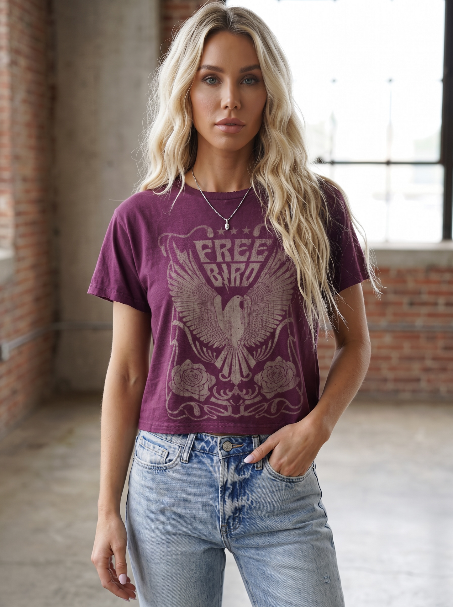 Free Bird Graphic Crop Tee