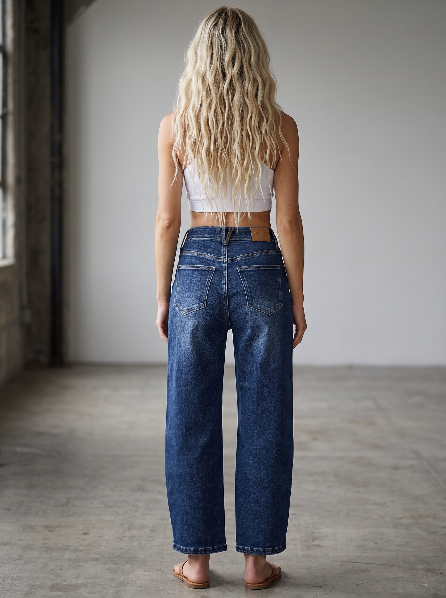 Saige Denim Dark Wash Barrel Jeans