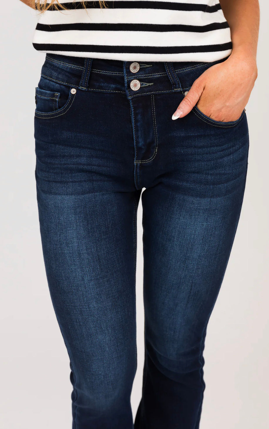 High Rise Wide Waistband Skinny Bootcut