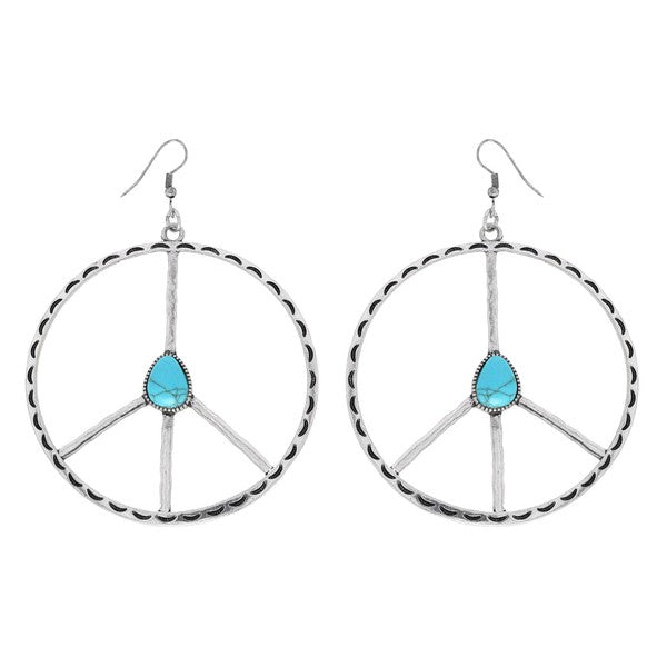 Peace Sign Turquoise Earrings