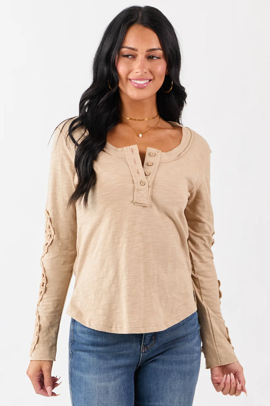 Very J Crochet Sleeve Henley
