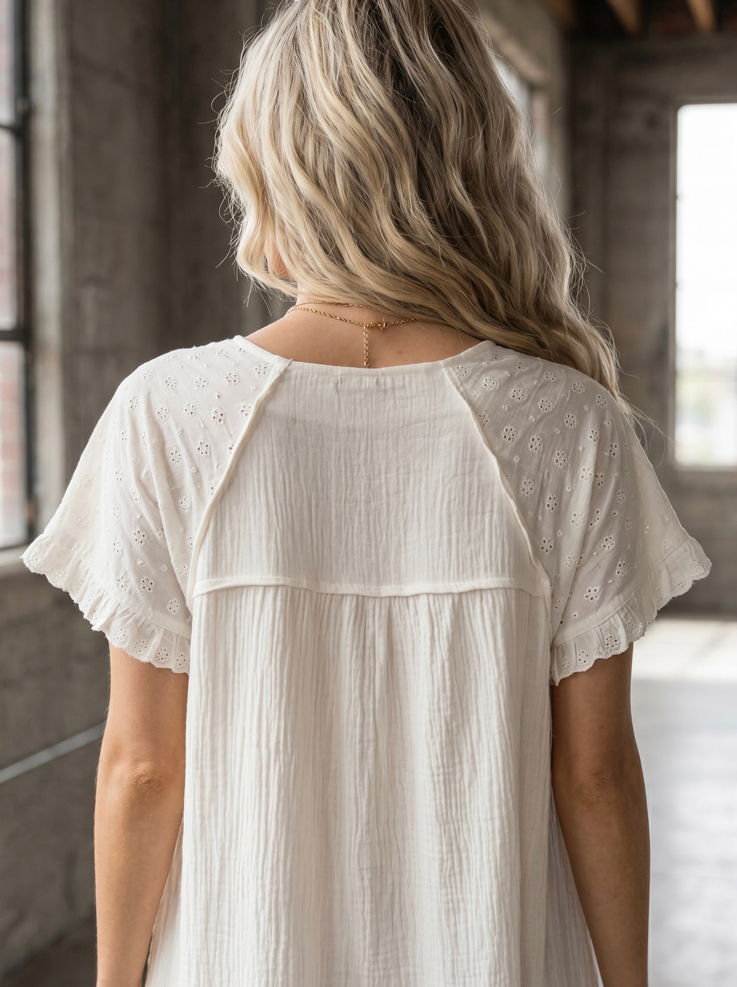Umgee Eyelet Cotton Gauze Dress
