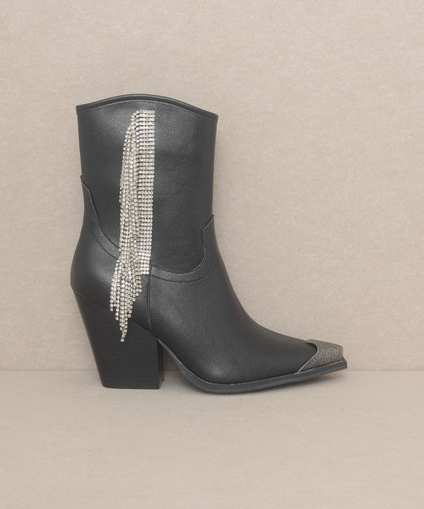 Oasis Society Rhinestone Fringe Booties