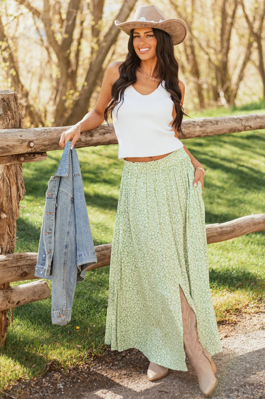 Angie Floral Slit Maxi Skirt