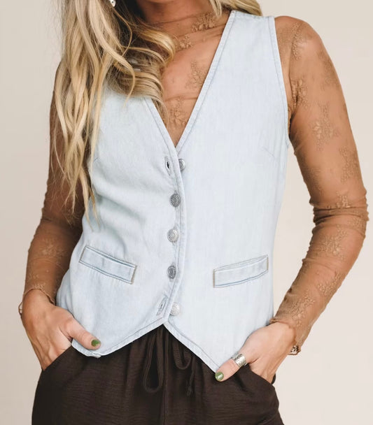 Light Wash Denim Vest