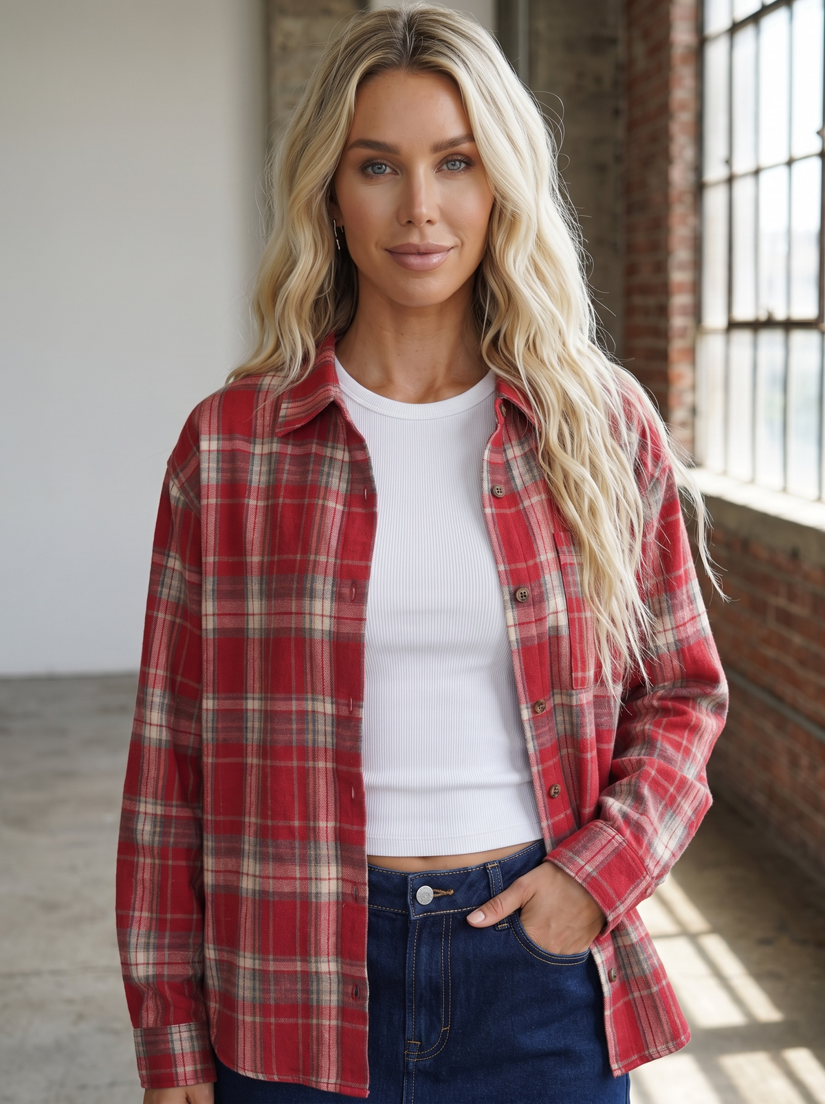 Plaid Button Down Top