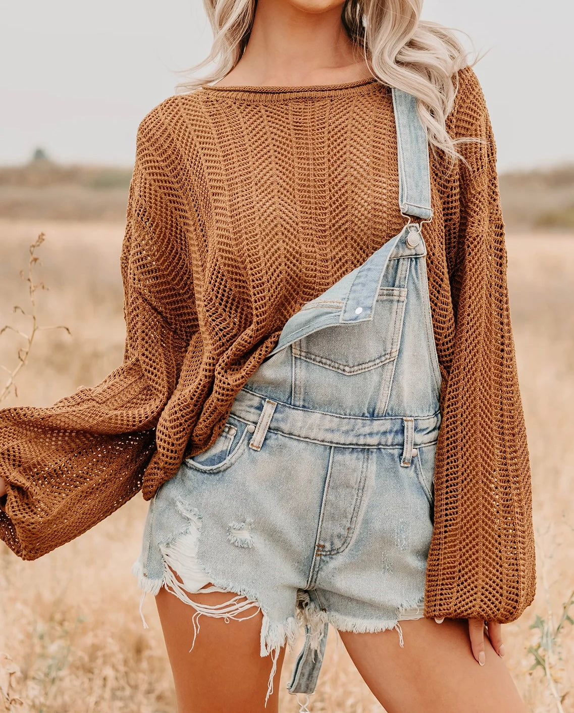 Open Knit Cropped Sweater