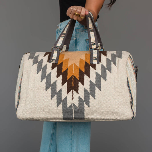 White, Gray & Camel Western Duffel