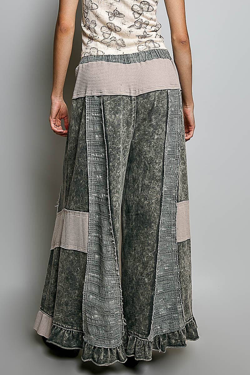 French Terry Ruffle Hem Straight-Leg pants