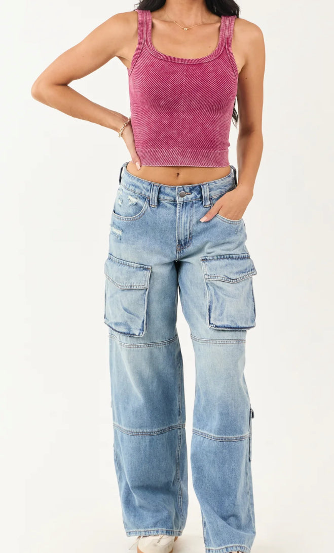Chevron Ribbed Cropped Tank