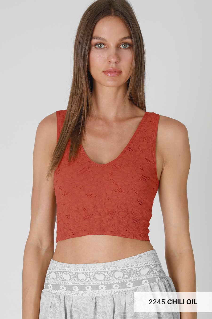 NS8309 -  Lace V Neck Tank Top
