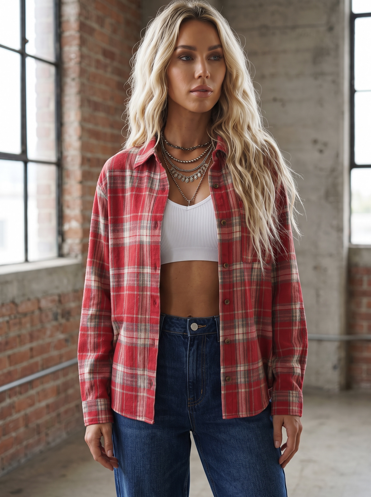 Plaid Button Down Top
