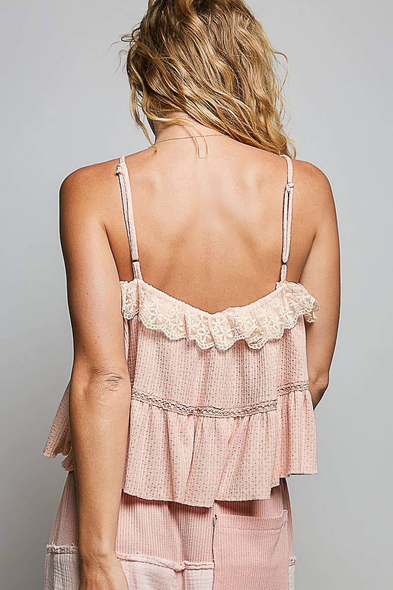 Romantic Lace Ruffle Tiered Cami Top