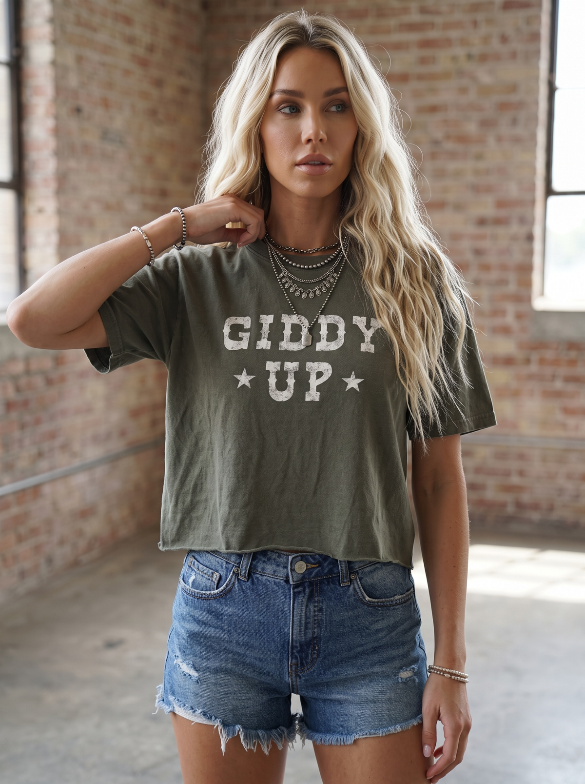 Giddy Up Graphic Crop Tee