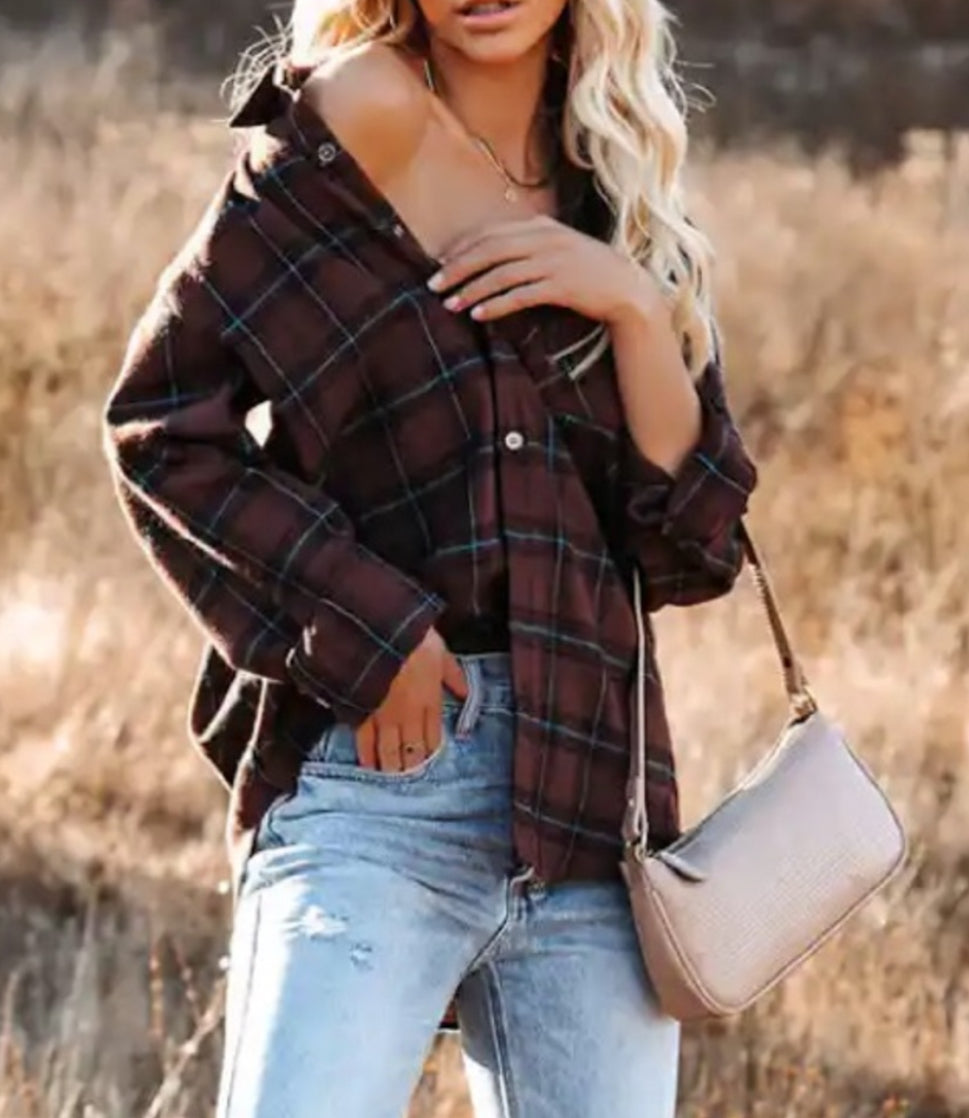 La Miel Plaid Button Down Top