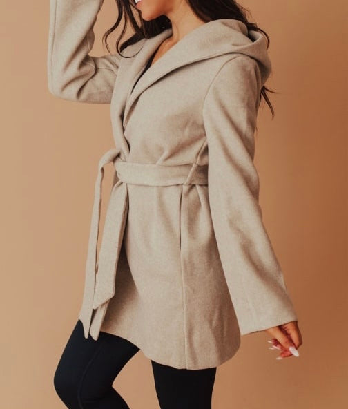 JQ Fleece Belted Hoodie Coat