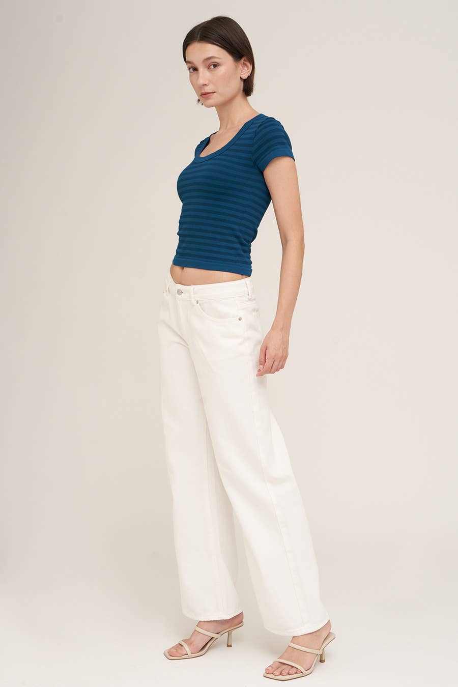 NS8538- Striped Scoop Neck Top