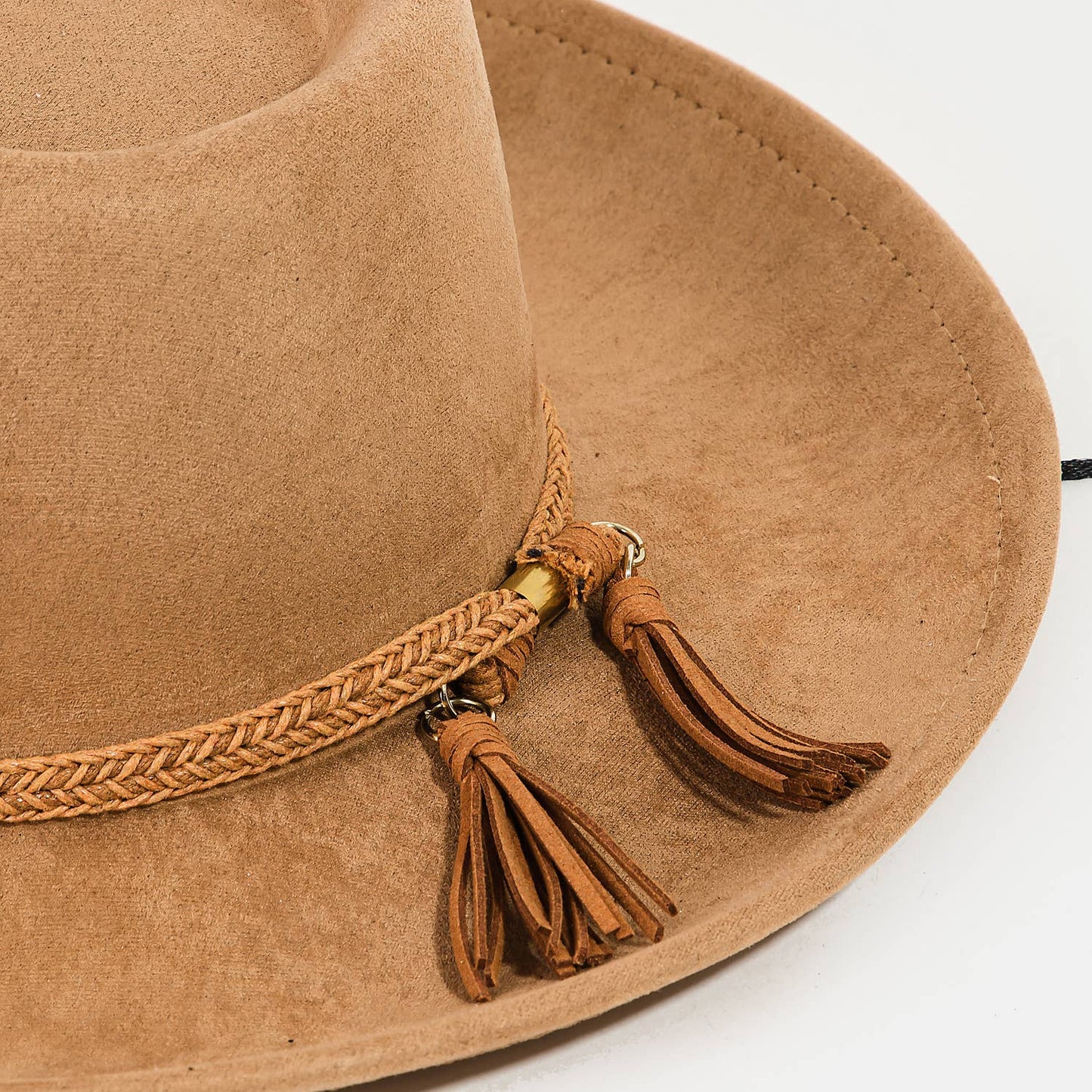 Braided Chevron Tassel Strap Fedora Hat