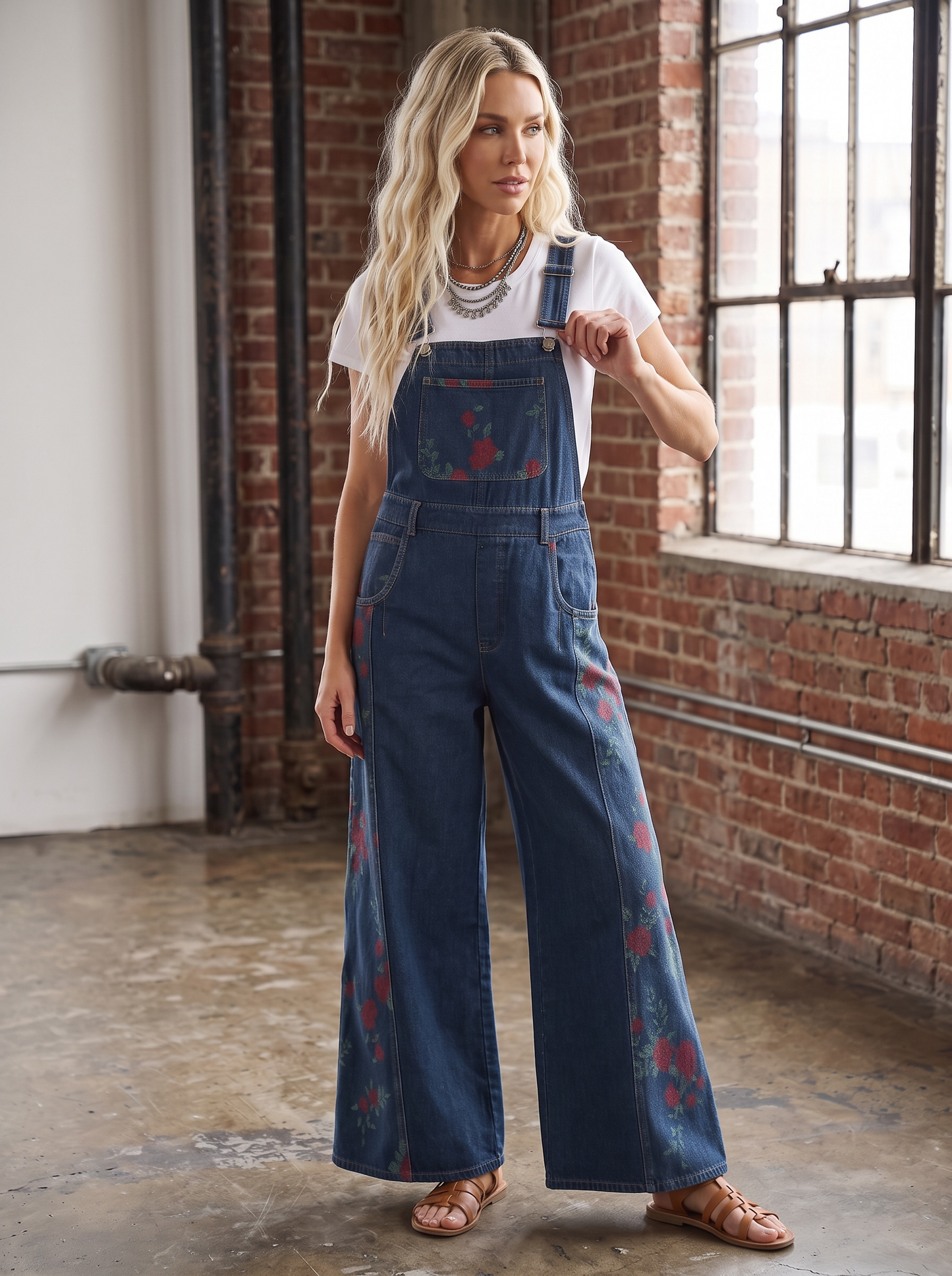 Eesome Rose Print Overalls