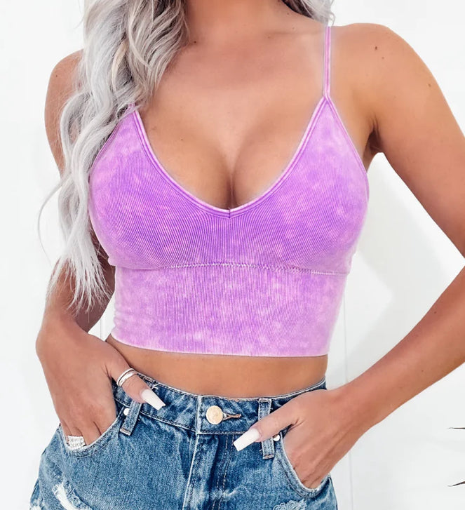 Washed Ribbed Bra Padded Tank Top