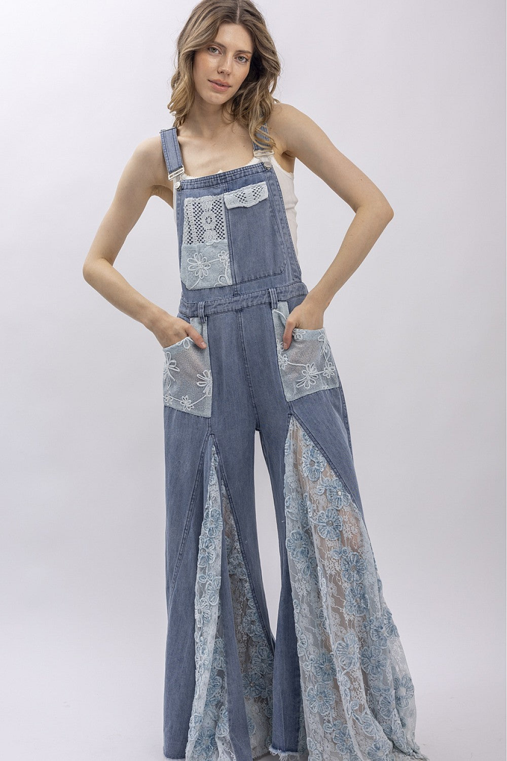 PREORDER- Lace Panel Overalls