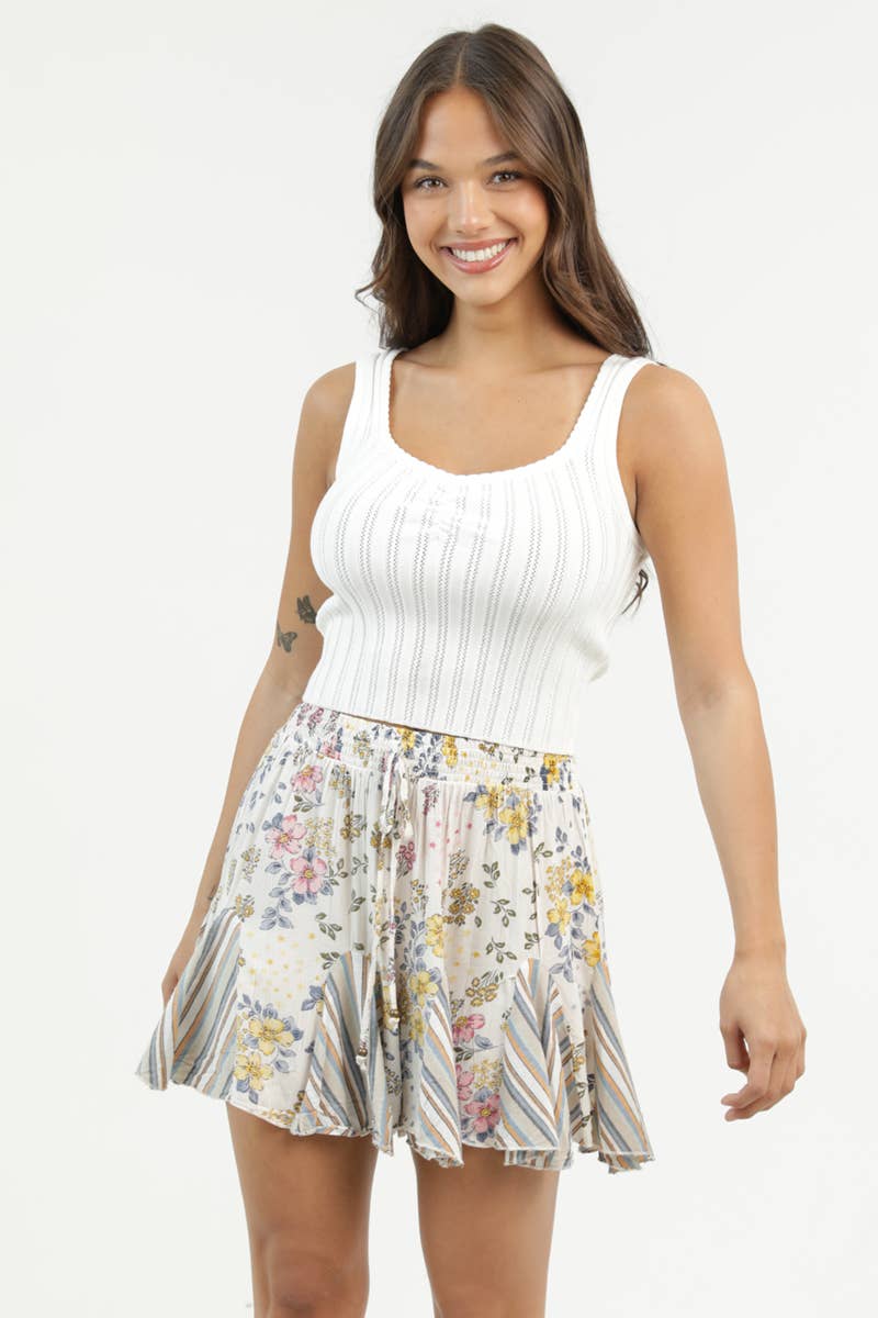 BS909-HL58-FQ31 TWIN PRINT GODET SHORTS