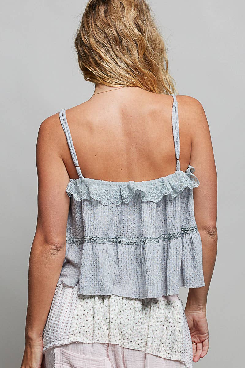 Romantic Lace Ruffle Tiered Cami Top