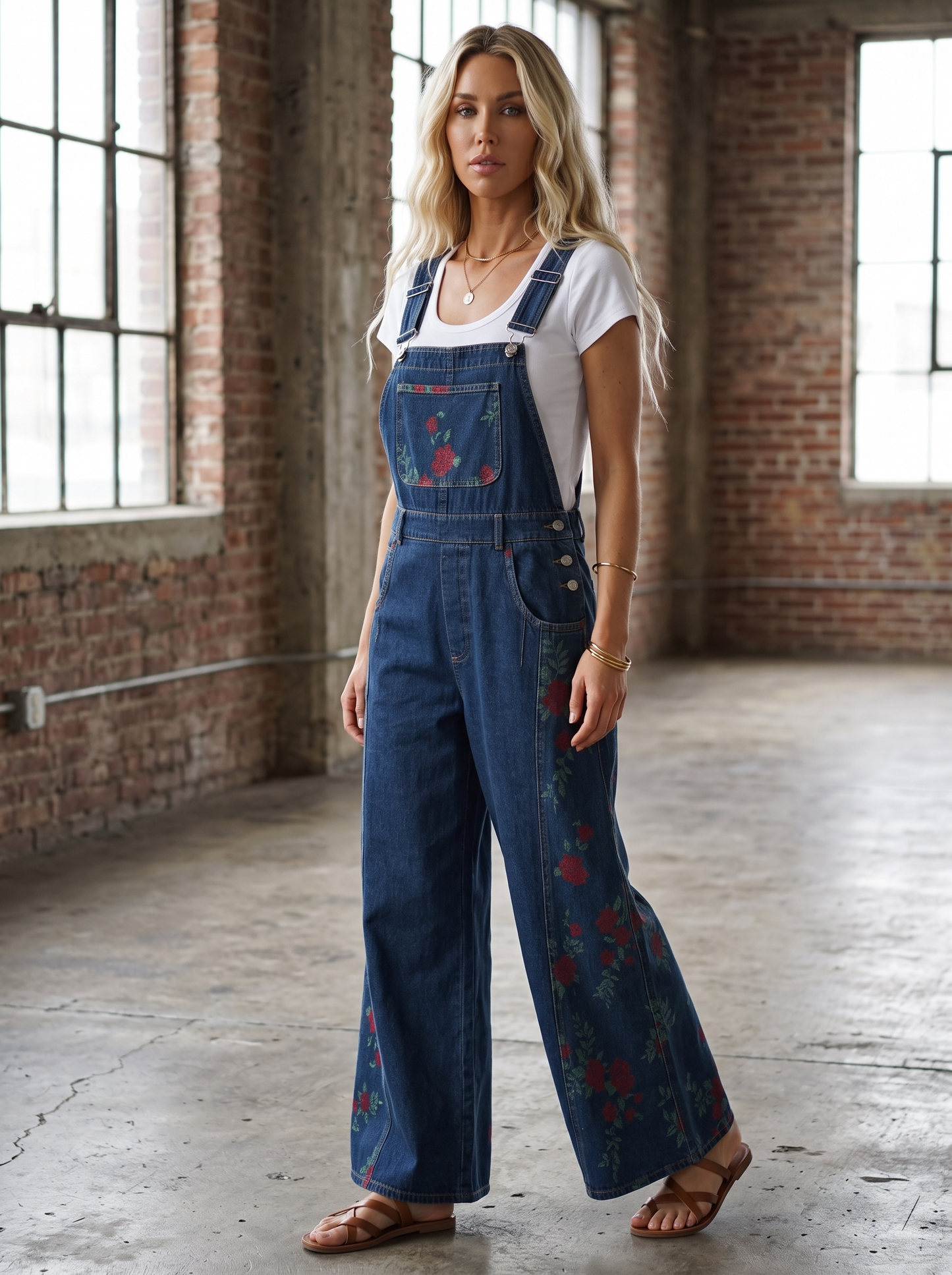 Eesome Rose Print Overalls