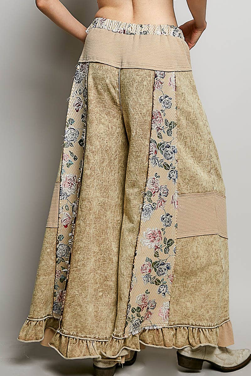 French Terry Ruffle Hem Straight-Leg pants