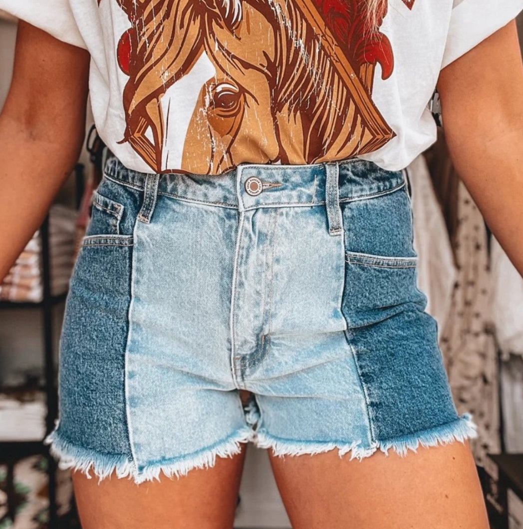 Kan Can Mixed Denim Shorts