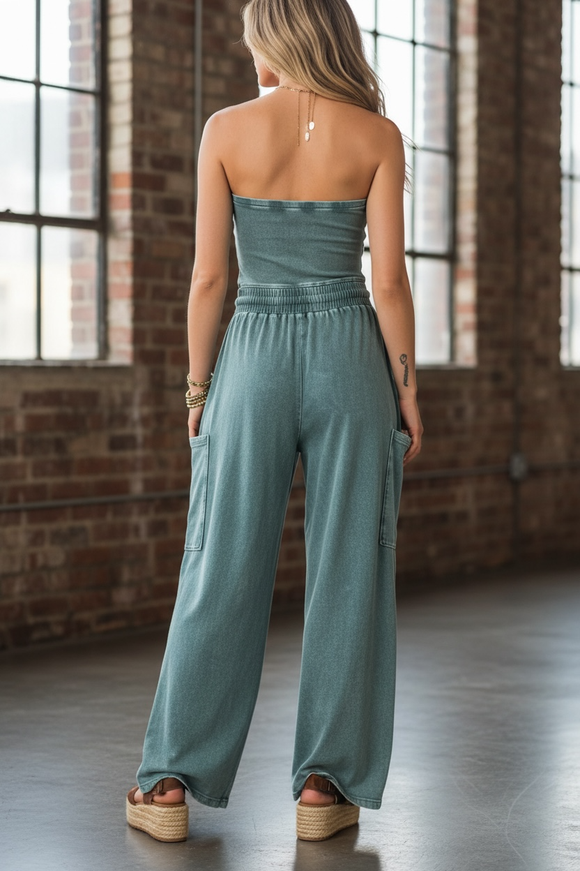 Washed Strapless Jumpsuit
