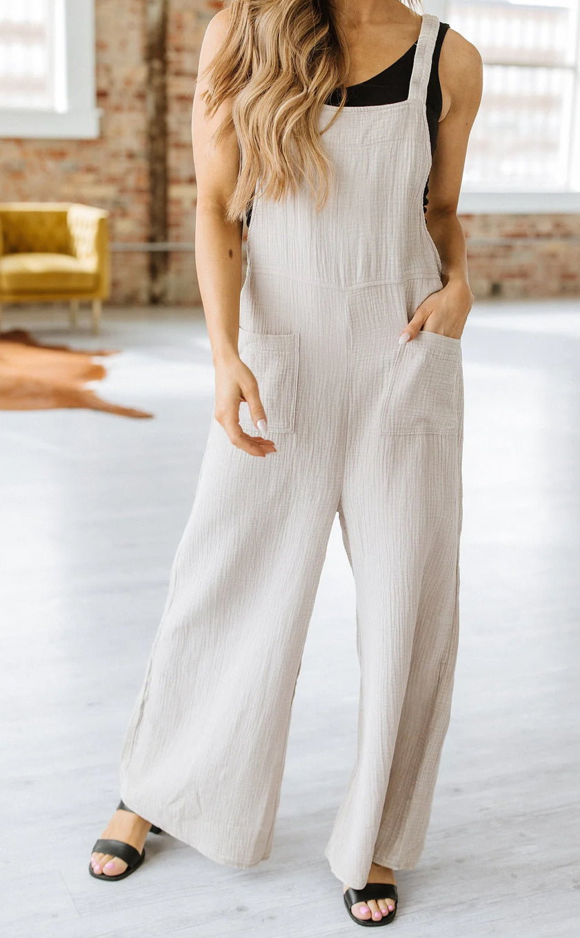 Textured Wide Leg Jumpsuit