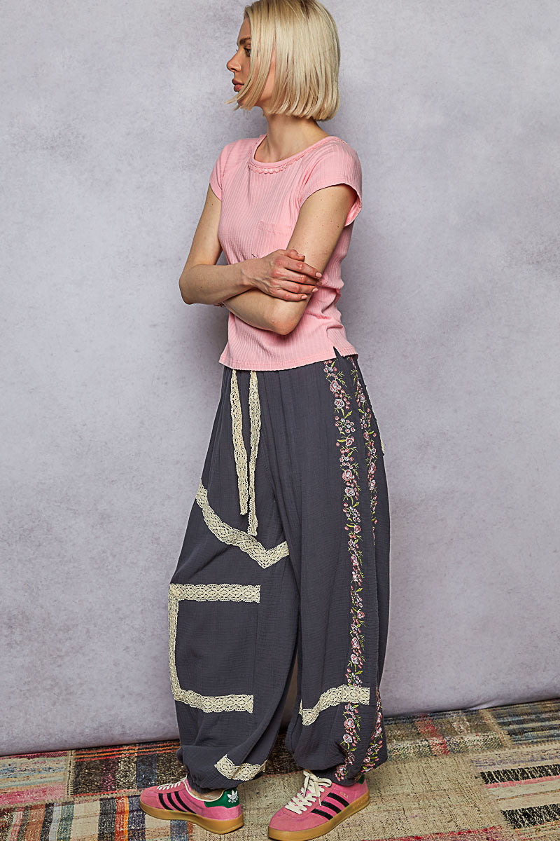 POL Floral Embroidered Jogger