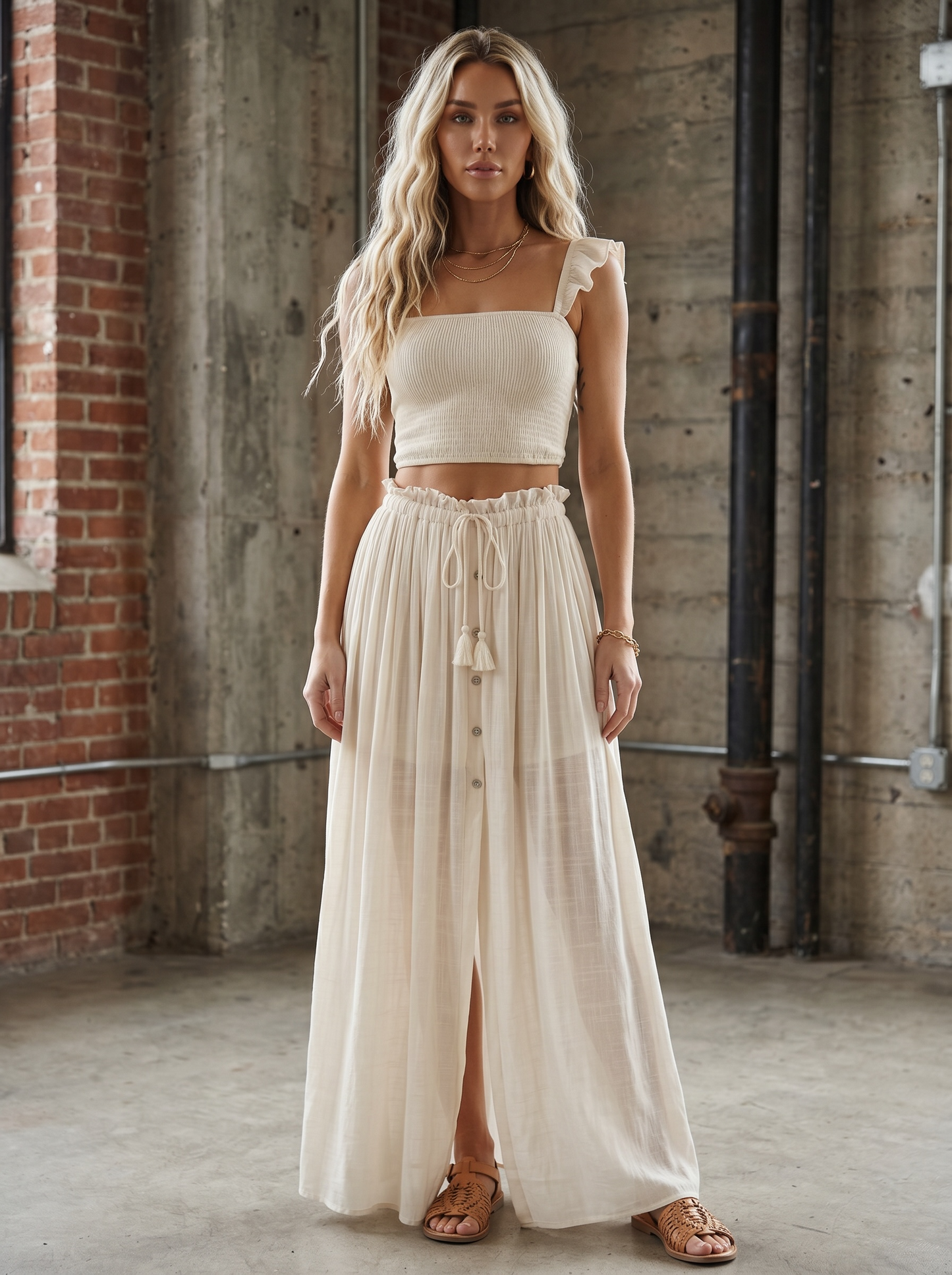 Smocked Top & Maxi Skirt Set