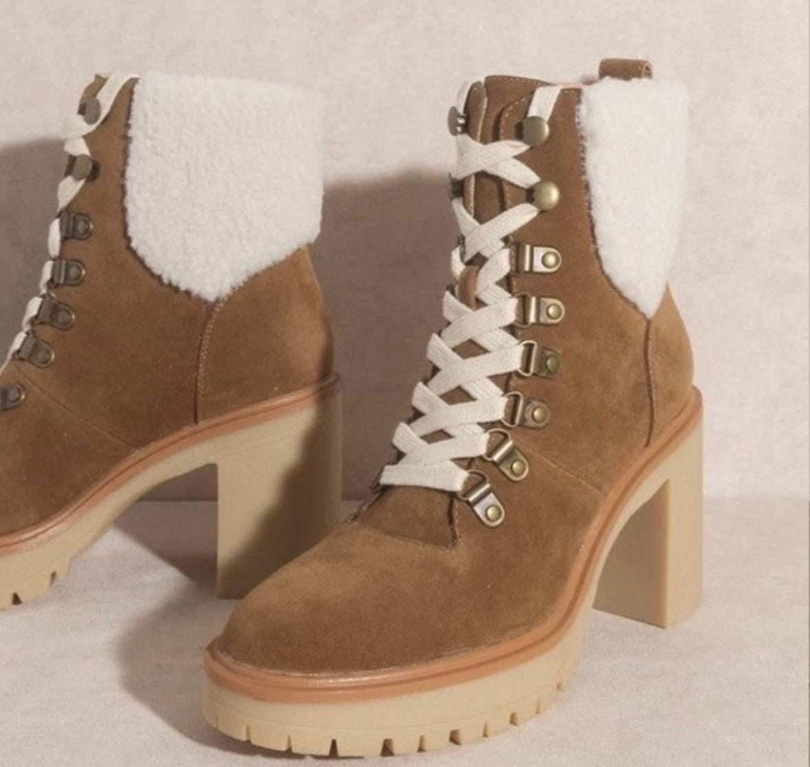 Oasis Society Lace Up Sherpa Boots