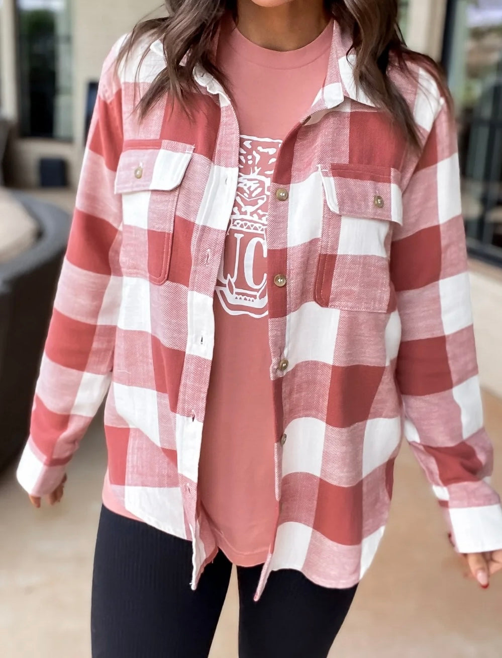 Lightweight Plaid Button Down Top