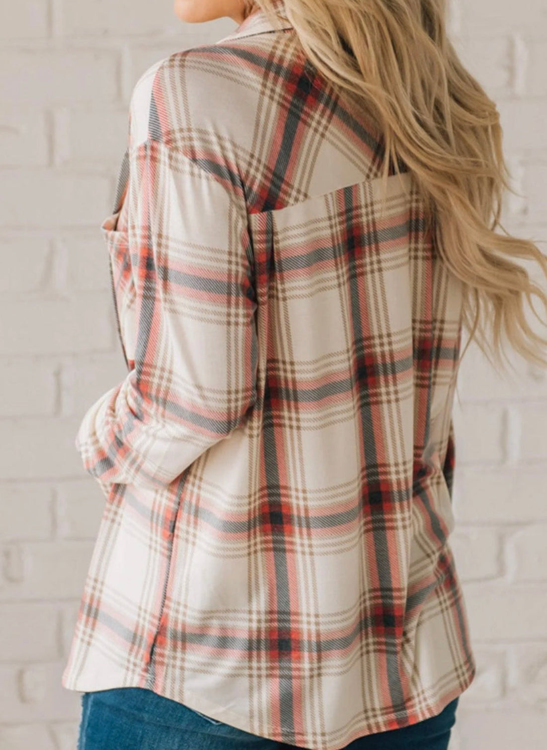 Plaid Shacket With Front Pocket