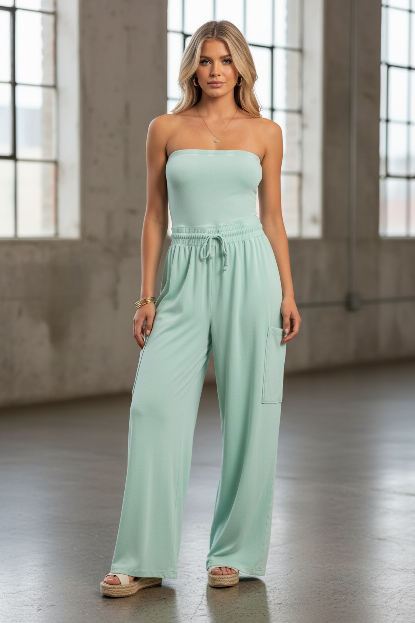 Washed Strapless Jumpsuit