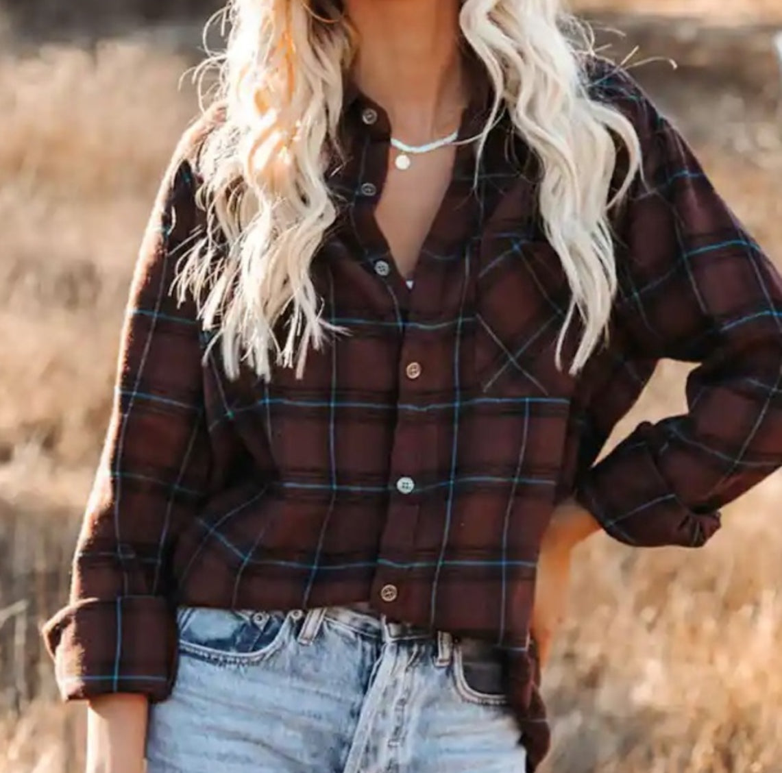 La Miel Plaid Button Down Top