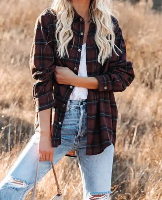 La Miel Plaid Button Down Top