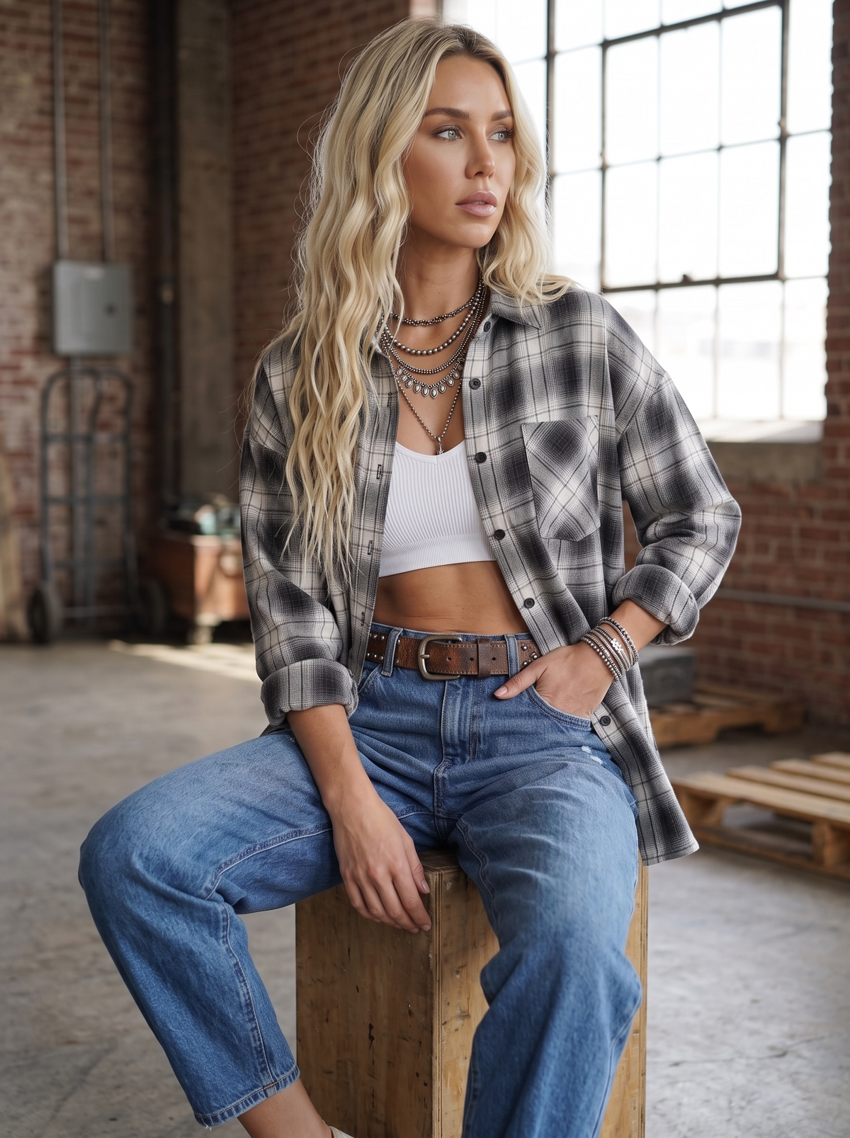 Plaid Button Down Top