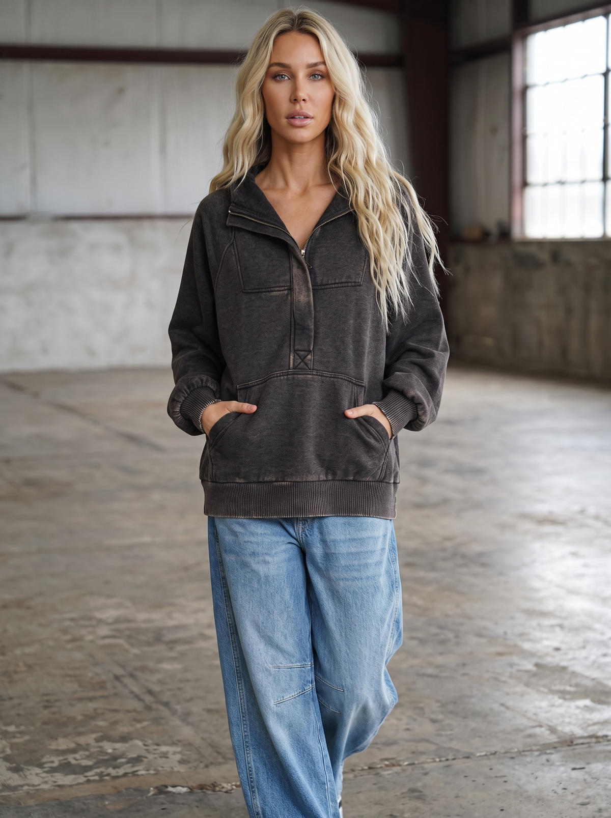 Acid Wash Oversized Pullover