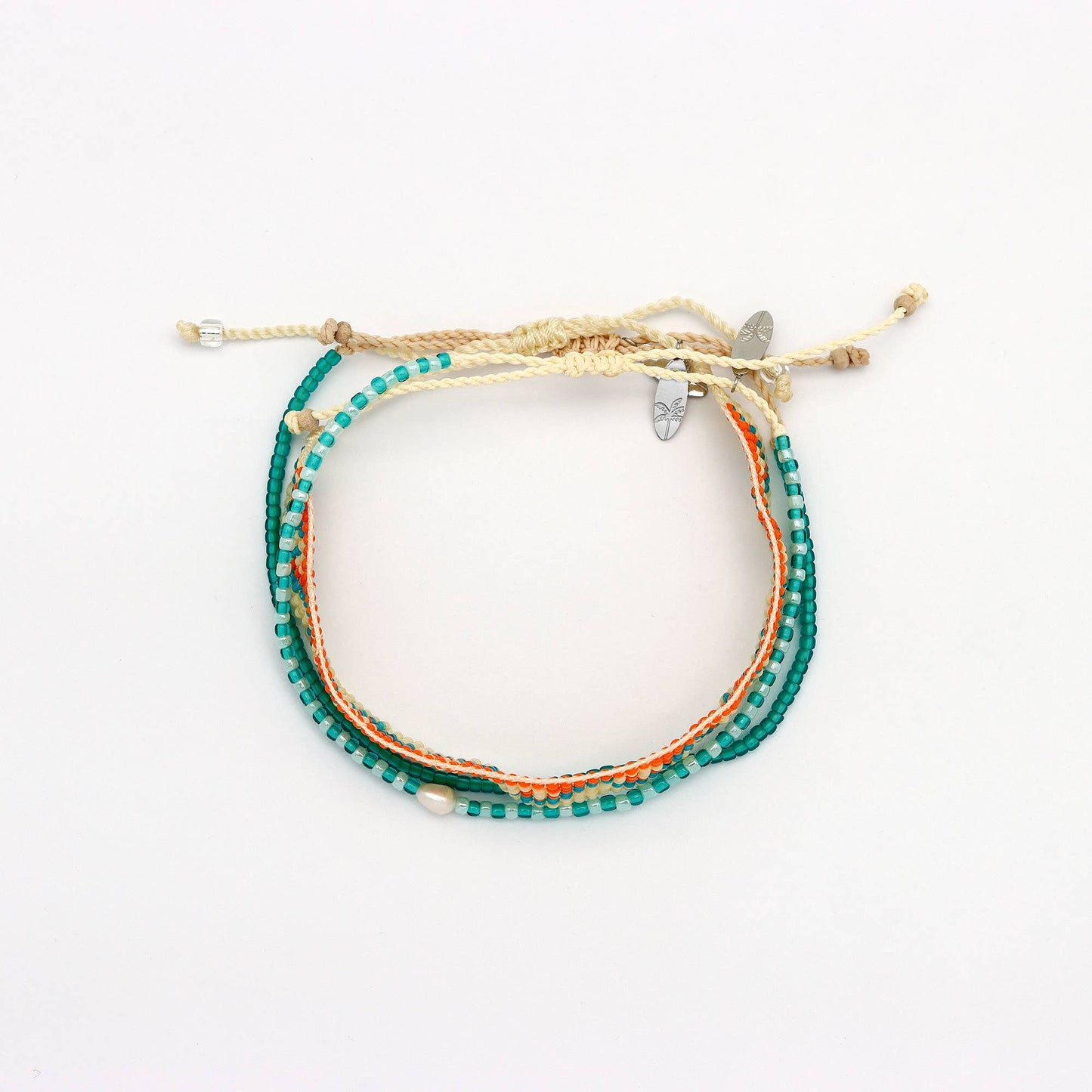 Tropical Swells Bracelet Set, Adjustable Orange Bracelet