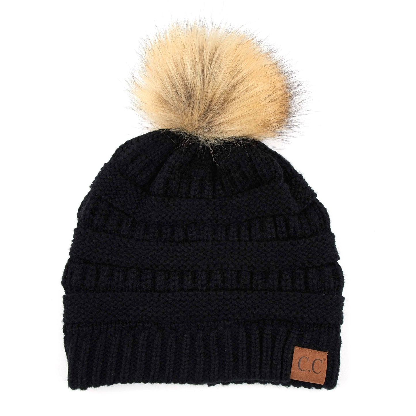 CC Beanie with Faux Fur Pom