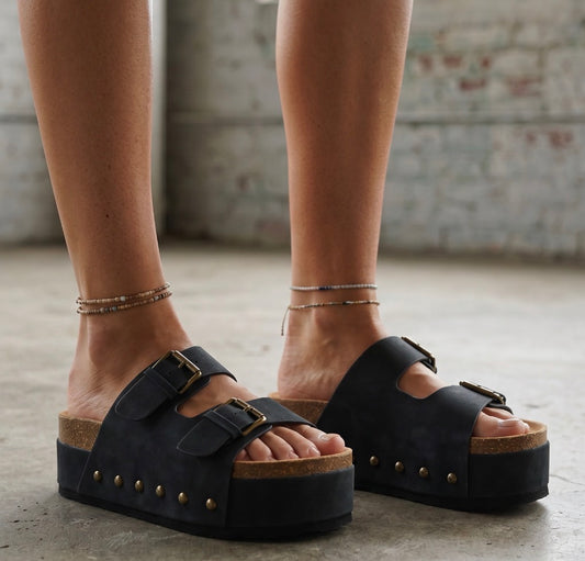 Double Buckle Platform Sandals