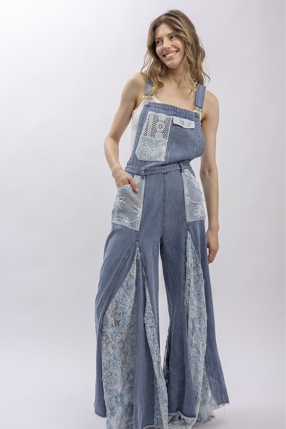 PREORDER- Lace Panel Overalls