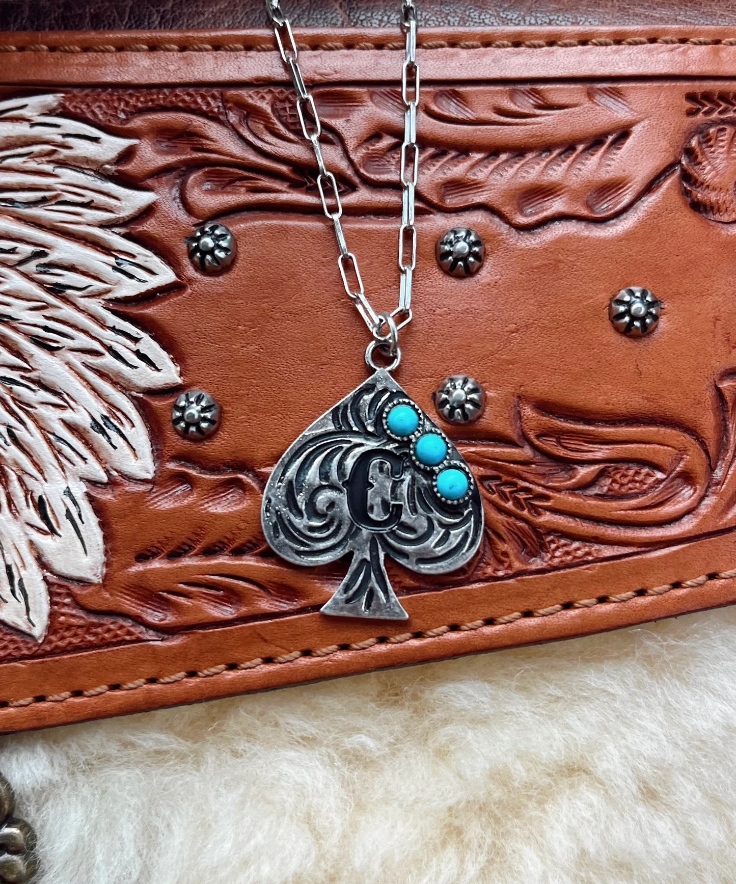 Western Spade Turquoise Necklace