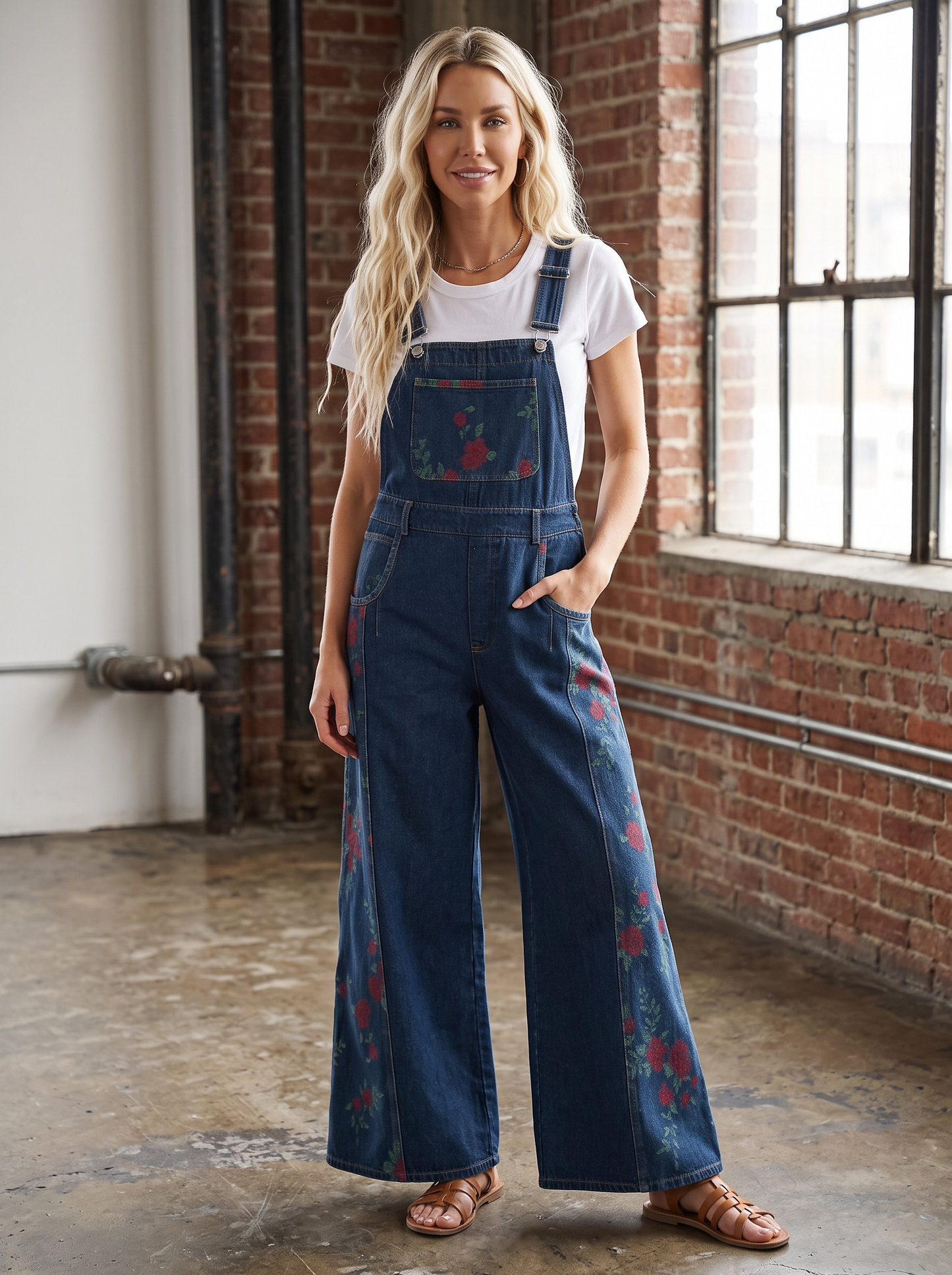 Eesome Rose Print Overalls