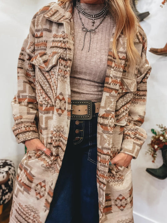 Aztec Long Line Coat