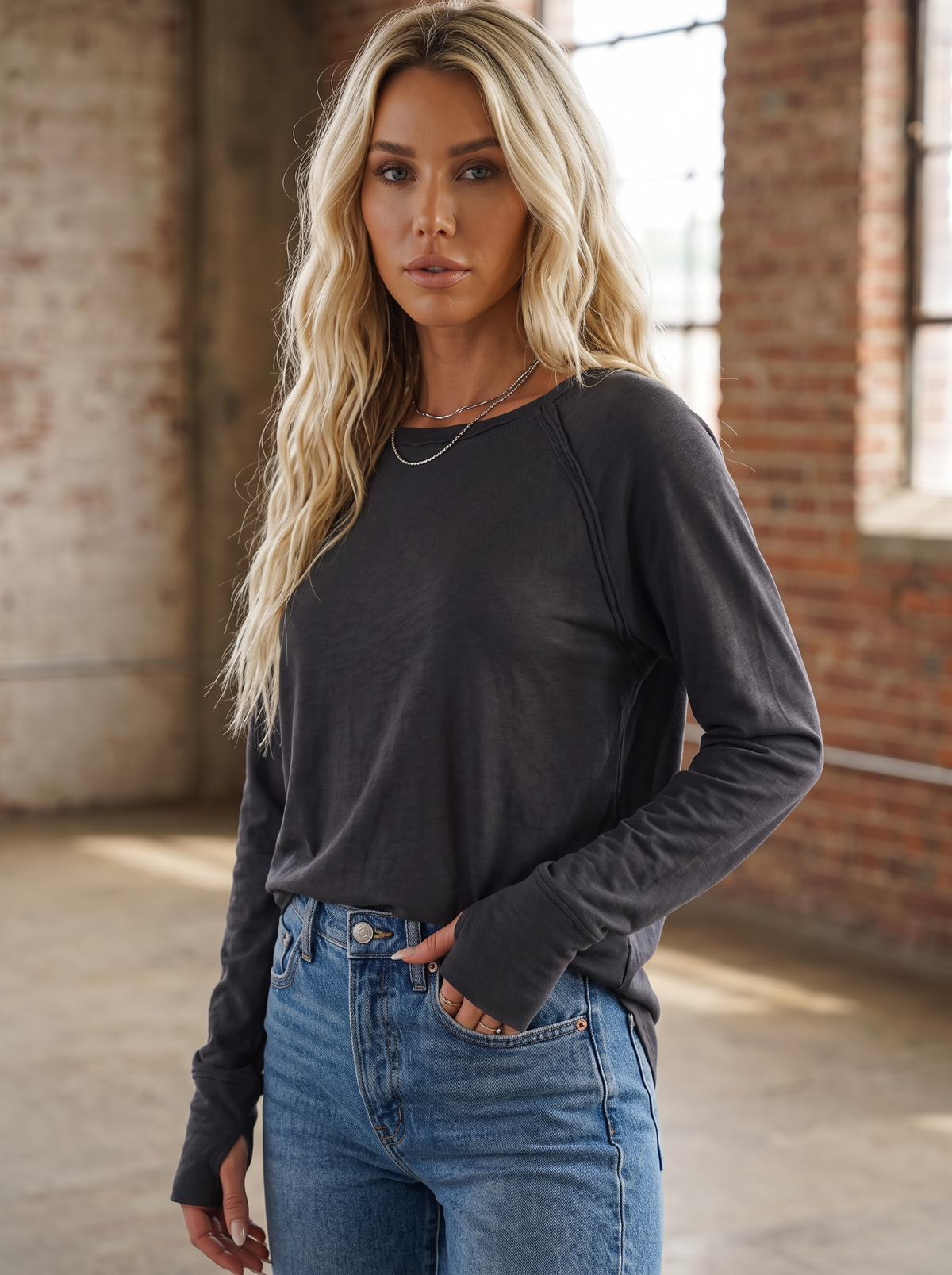 Raglan Sleeve Thumbhole Tee